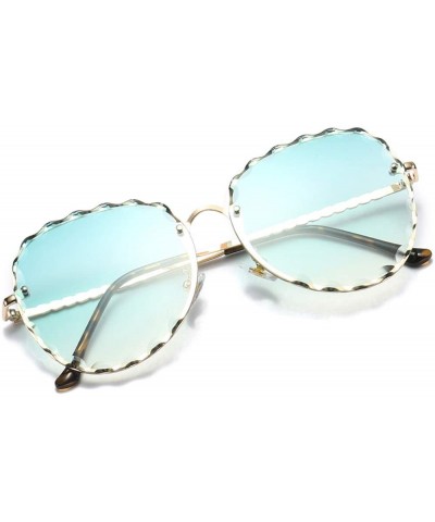 Butterfly Butterfly Sunglasses Rimless Scalloped - Green - CQ18RL3NDZM $19.58