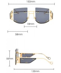 Square new frameless windproof personality men and women brand fashion trend sunglasses UV400 - Black - CB18ALMWL5X $12.89