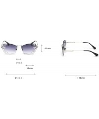 Square Small frame ladies square retro glasses transparent diamond metal sunglasses lens glasses with box - Blue - C818R37MQ5...