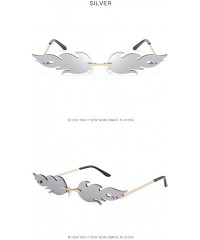 Rimless Womens Mens Fashion Fire Flame Sunglasses Eyewear Luxury Trending Narrow Rimless Wave Sunglasses - Sliver - C91922OSK...