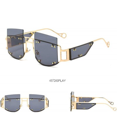 Square new frameless windproof personality men and women brand fashion trend sunglasses UV400 - Black - CB18ALMWL5X $26.12