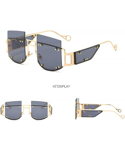 Square new frameless windproof personality men and women brand fashion trend sunglasses UV400 - Black - CB18ALMWL5X $12.89