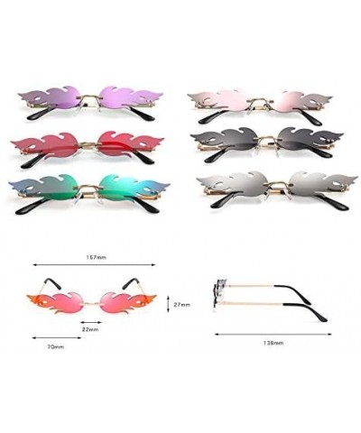 Rimless Womens Mens Fashion Fire Flame Sunglasses Eyewear Luxury Trending Narrow Rimless Wave Sunglasses - Sliver - C91922OSK...