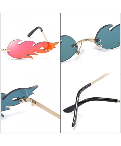 Rimless Womens Mens Fashion Fire Flame Sunglasses Eyewear Luxury Trending Narrow Rimless Wave Sunglasses - Sliver - C91922OSK...