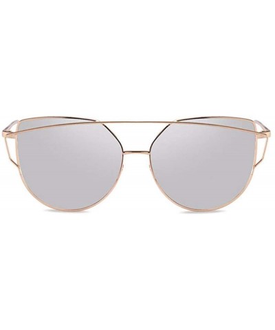 Oversized European and American sunglasses cat's eye dazzling women's Sunglasses anti-ultraviolet - Gold and Silver - CF18QCH...