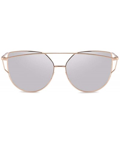 Oversized European and American sunglasses cat's eye dazzling women's Sunglasses anti-ultraviolet - Gold and Silver - CF18QCH...