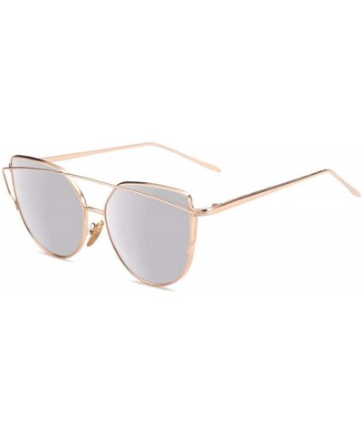 Oversized European and American sunglasses cat's eye dazzling women's Sunglasses anti-ultraviolet - Gold and Silver - CF18QCH...