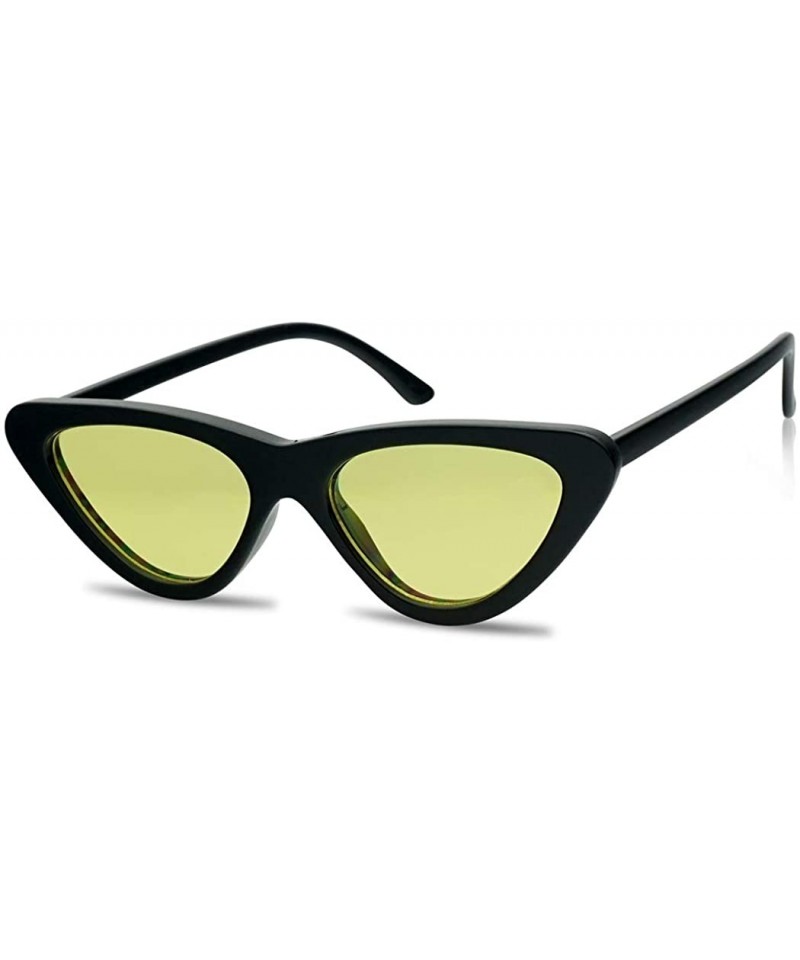 Goggle Super Retro Vintage Exaggerated Slim Netural Color Frame Cat Eye Sunglasses - Black Frame - C118EQWKUHZ $10.25
