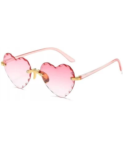 Rimless Heart Shaped Sunglasses for Women Rimless Gradient Lens Sun Glasses Eyeglasses UV400 - Gradual Pink Lens - CK1902RIU4...