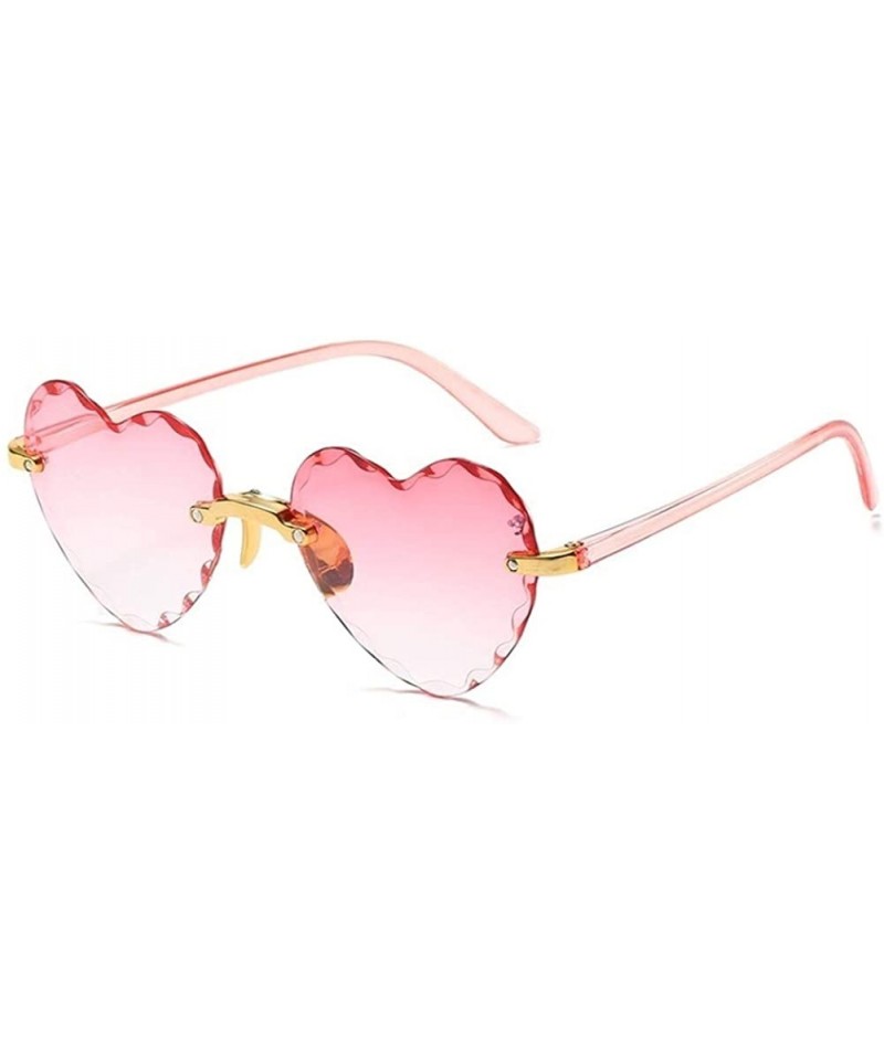 Rimless Heart Shaped Sunglasses for Women Rimless Gradient Lens Sun Glasses Eyeglasses UV400 - Gradual Pink Lens - CK1902RIU4...