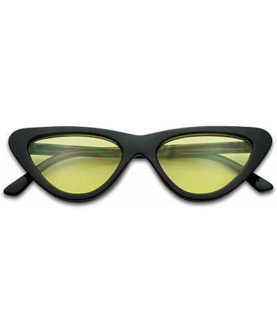 Goggle Super Retro Vintage Exaggerated Slim Netural Color Frame Cat Eye Sunglasses - Black Frame - C118EQWKUHZ $10.25