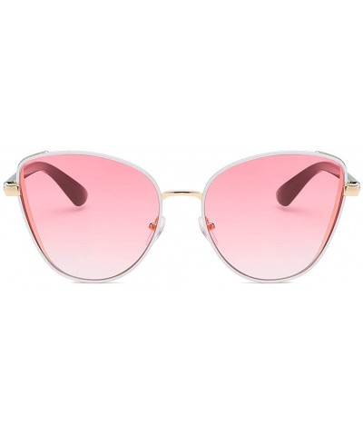 Cat Eye Women's Fashion Cat Eye Shade Sunglasses Integrated Stripe Vintage Glasses - Pink - C118UIU0T2O $7.75