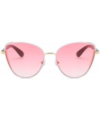 Cat Eye Women's Fashion Cat Eye Shade Sunglasses Integrated Stripe Vintage Glasses - Pink - C118UIU0T2O $7.75