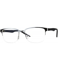 Rectangular Mens Half Metal Rim Powered Bifocal Reading Eyeglasses - Silver Black - CE180Z4DQ7T $13.97