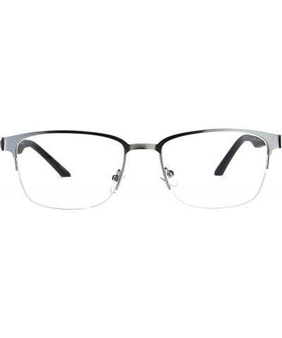 Rectangular Mens Half Metal Rim Powered Bifocal Reading Eyeglasses - Silver Black - CE180Z4DQ7T $13.97