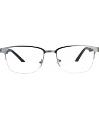 Rectangular Mens Half Metal Rim Powered Bifocal Reading Eyeglasses - Silver Black - CE180Z4DQ7T $13.97