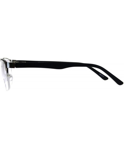 Rectangular Mens Half Metal Rim Powered Bifocal Reading Eyeglasses - Silver Black - CE180Z4DQ7T $13.97