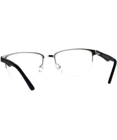 Rectangular Mens Half Metal Rim Powered Bifocal Reading Eyeglasses - Silver Black - CE180Z4DQ7T $13.97