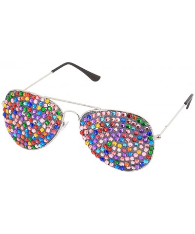 Oversized Rhinestone Rave Glasses Goggles with Bling Crystal Glass Lens - Colorful - CO18U4KAMI8 $20.26