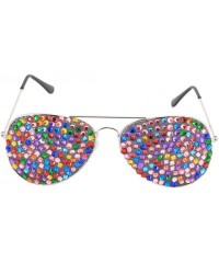 Oversized Rhinestone Rave Glasses Goggles with Bling Crystal Glass Lens - Colorful - CO18U4KAMI8 $10.26