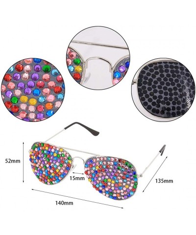 Oversized Rhinestone Rave Glasses Goggles with Bling Crystal Glass Lens - Colorful - CO18U4KAMI8 $10.26