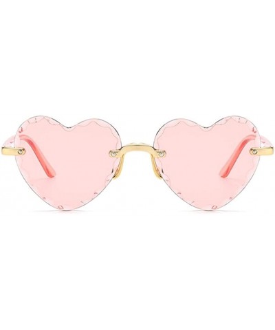Rimless Heart Shaped Sunglasses for Women Rimless Gradient Lens Sun Glasses Eyeglasses UV400 - Gradual Pink Lens - CK1902RIU4...