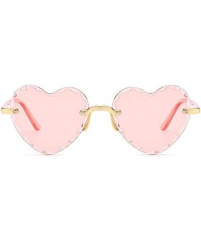 Rimless Heart Shaped Sunglasses for Women Rimless Gradient Lens Sun Glasses Eyeglasses UV400 - Gradual Pink Lens - CK1902RIU4...