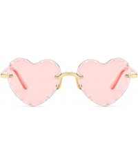 Rimless Heart Shaped Sunglasses for Women Rimless Gradient Lens Sun Glasses Eyeglasses UV400 - Gradual Pink Lens - CK1902RIU4...
