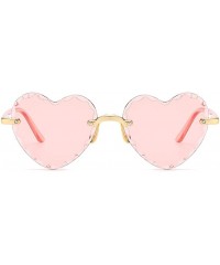 Rimless Heart Shaped Sunglasses for Women Rimless Gradient Lens Sun Glasses Eyeglasses UV400 - Gradual Pink Lens - CK1902RIU4...