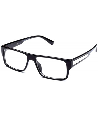 Square Casual Simple Squared Durable Frames Design Clear Eye Glasses Geek - Black - CD1175FTJTD $8.87