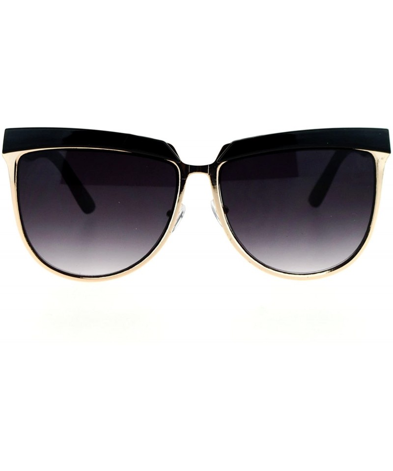 Rectangular Oversize Brow Trim Rectangular Butterfly Metal Frame Womens Sunglasses - Gold Black - C512KRWSAOT $14.31