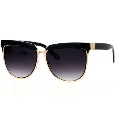 Rectangular Oversize Brow Trim Rectangular Butterfly Metal Frame Womens Sunglasses - Gold Black - C512KRWSAOT $14.31