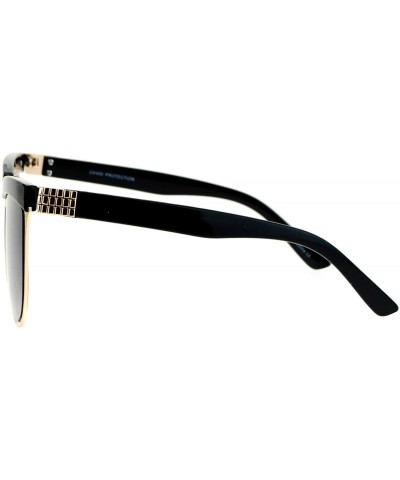 Rectangular Oversize Brow Trim Rectangular Butterfly Metal Frame Womens Sunglasses - Gold Black - C512KRWSAOT $14.31