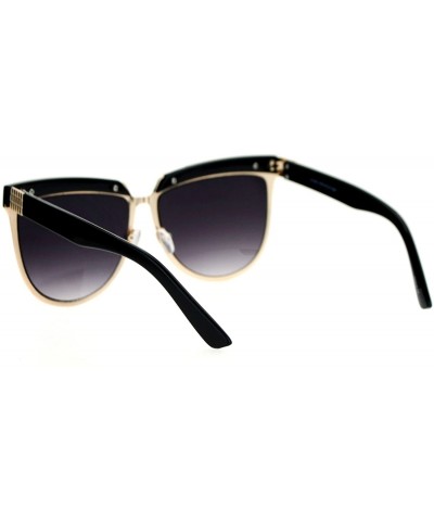 Rectangular Oversize Brow Trim Rectangular Butterfly Metal Frame Womens Sunglasses - Gold Black - C512KRWSAOT $14.31