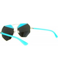 Square Octagon Shape Accent Top Sunglasses Womens Unique Fashion Eyewear - Gold Blue - C5187CCH5HT $10.09