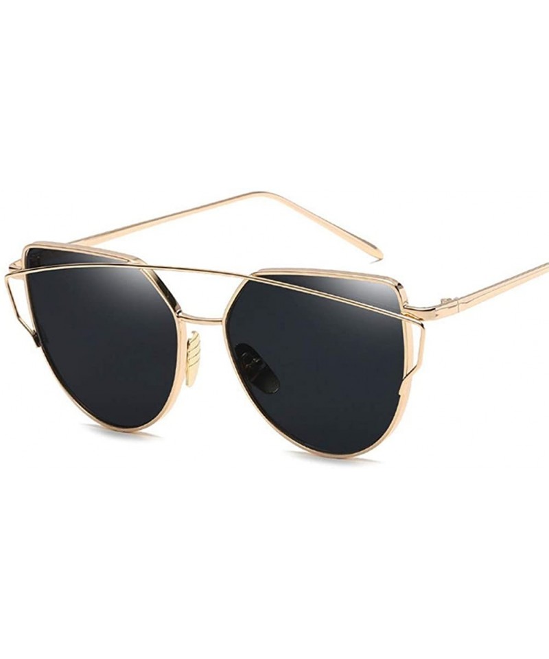 Cat Eye Sunglasses Women Cat eye Mirror Rose Gold Vintage Fashion sun glasses Eyewear - C2 - CJ18WAWTYUY $19.51