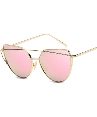 Cat Eye Sunglasses Women Cat eye Mirror Rose Gold Vintage Fashion sun glasses Eyewear - C2 - CJ18WAWTYUY $19.51