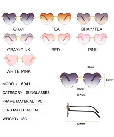 Rimless Heart Shaped Sunglasses for Women Rimless Gradient Lens Sun Glasses Eyeglasses UV400 - Gradual Pink Lens - CK1902RIU4...