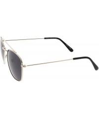 Aviator Classic Metal Curved Crossbar Square Lens Aviator Sunglasses 53mm - Silver / Smoke - CQ184WZ2RR6 $9.21