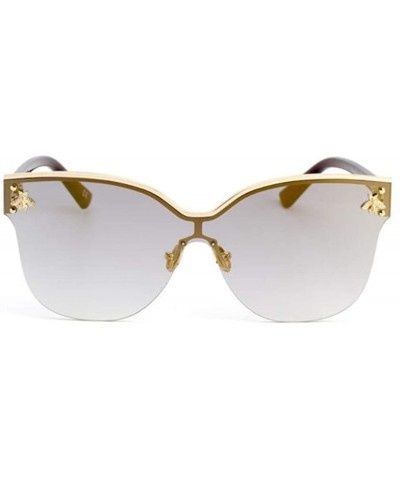 Aviator Fashion big frame one-piece sunglasses- PC lens metal frame trend sunglasses - E - CH18S0Y2K6L $40.15