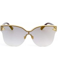 Aviator Fashion big frame one-piece sunglasses- PC lens metal frame trend sunglasses - E - CH18S0Y2K6L $40.15