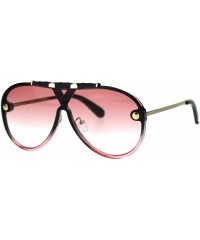 Sport Mens Mobster Flat Top Shield Racer Retro Sunglasses - Black Pink Smoke - CE18U45IU5M $26.84