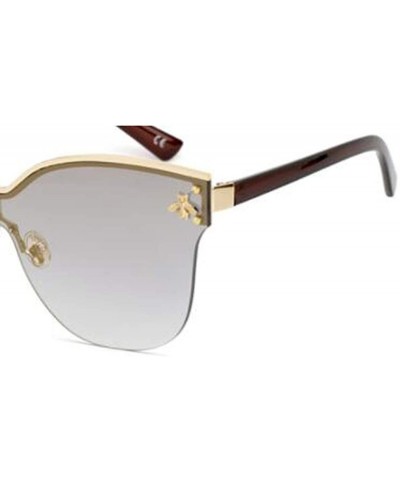 Aviator Fashion big frame one-piece sunglasses- PC lens metal frame trend sunglasses - E - CH18S0Y2K6L $40.15