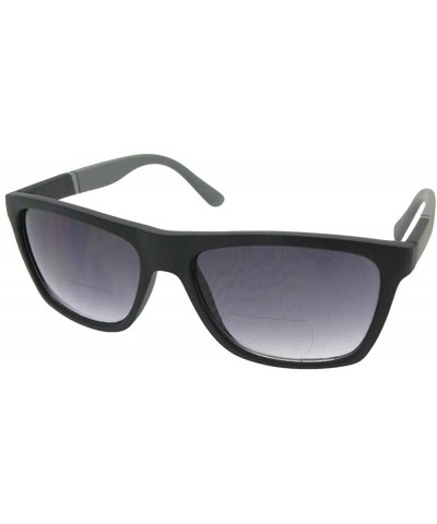 Wayfarer Big Vintage Retro Bifocal Sunglasses B116 - Flat Black Frame-gray Lenses - CN18D0S9IHY $27.79