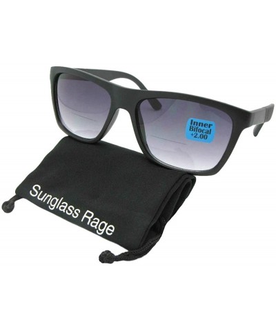 Wayfarer Big Vintage Retro Bifocal Sunglasses B116 - Flat Black Frame-gray Lenses - CN18D0S9IHY $16.37