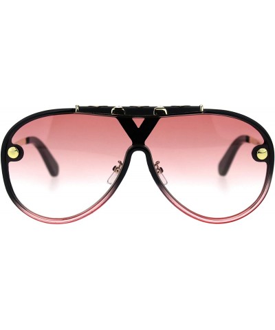 Sport Mens Mobster Flat Top Shield Racer Retro Sunglasses - Black Pink Smoke - CE18U45IU5M $26.84