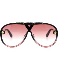 Sport Mens Mobster Flat Top Shield Racer Retro Sunglasses - Black Pink Smoke - CE18U45IU5M $26.84