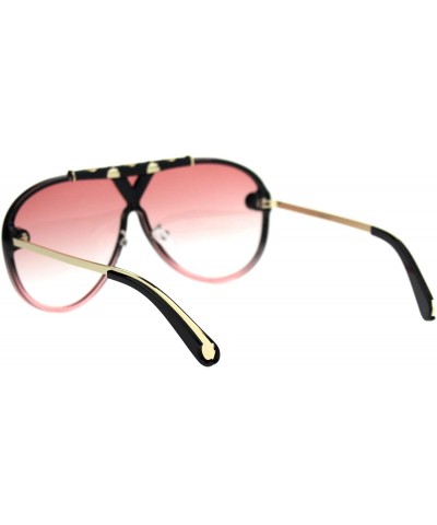 Sport Mens Mobster Flat Top Shield Racer Retro Sunglasses - Black Pink Smoke - CE18U45IU5M $25.78