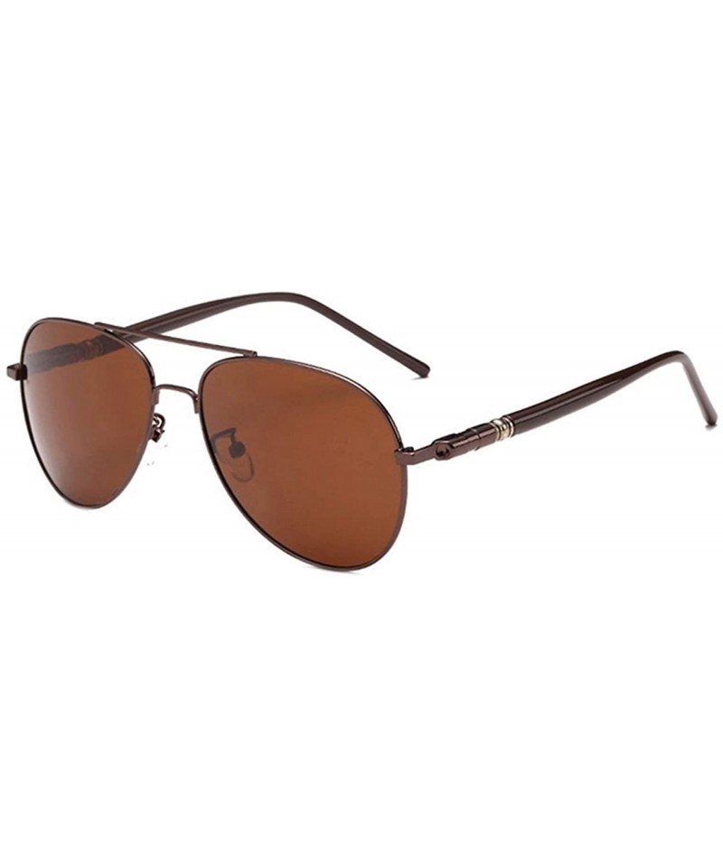 Aviator Polarized Sunglasses for Men Women-Classic Aviator Style-UV Protection 8084 - Brown - CY199UTIWON $16.83