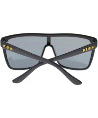 Shield Kush Marijuana Pot Flat Top Shield Mobster Plastic Sunglasses - Black Orange - C711OMSCMSB $11.21